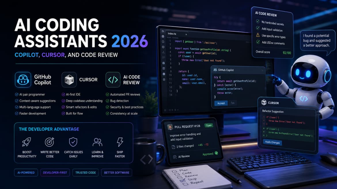 AI Coding Assistants 2026: Copilot, Cursor, and Code Review — AI article cover