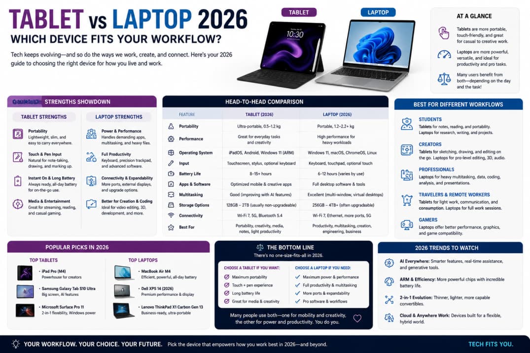 Tablet vs Laptop 2026: Which Device Fits Your Workflow? — Tech article cover
