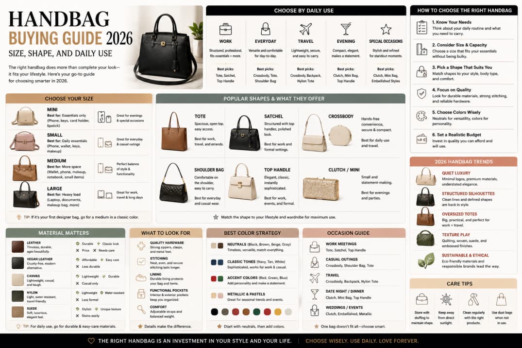 Handbag Buying Guide 2026: Size, Shape, and Daily Use — Fashion article cover