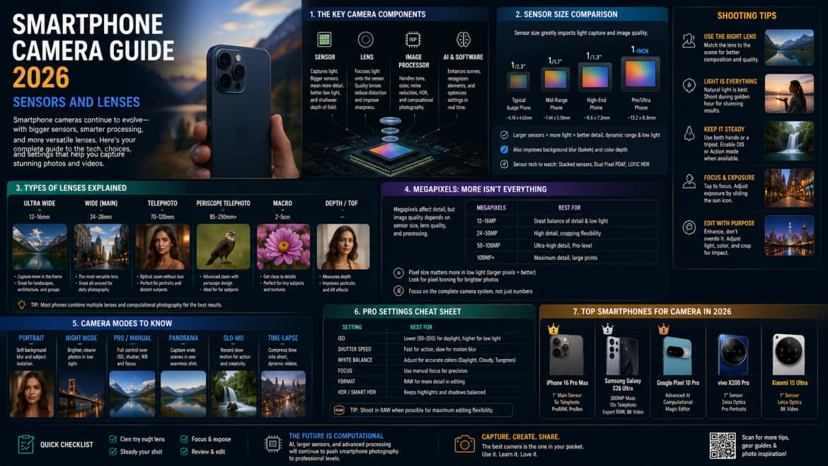 Smartphone Camera Guide 2026: Sensors and Lenses — Tech article cover