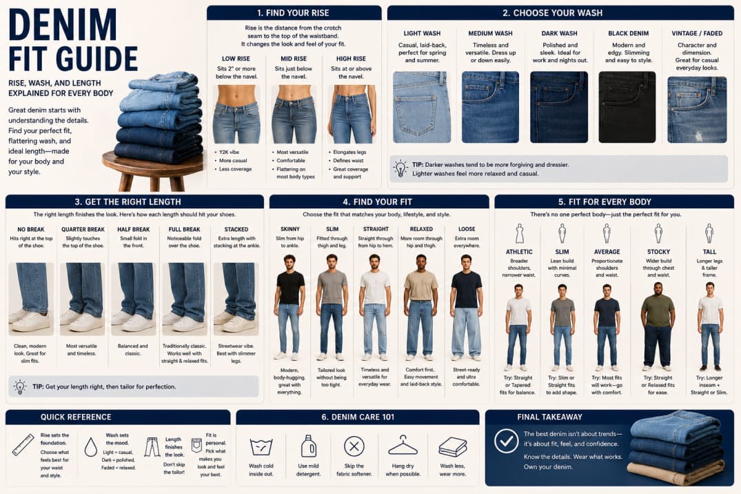Denim Fit Guide: Rise, Wash, and Length Explained for Every Body — Fashion article cover