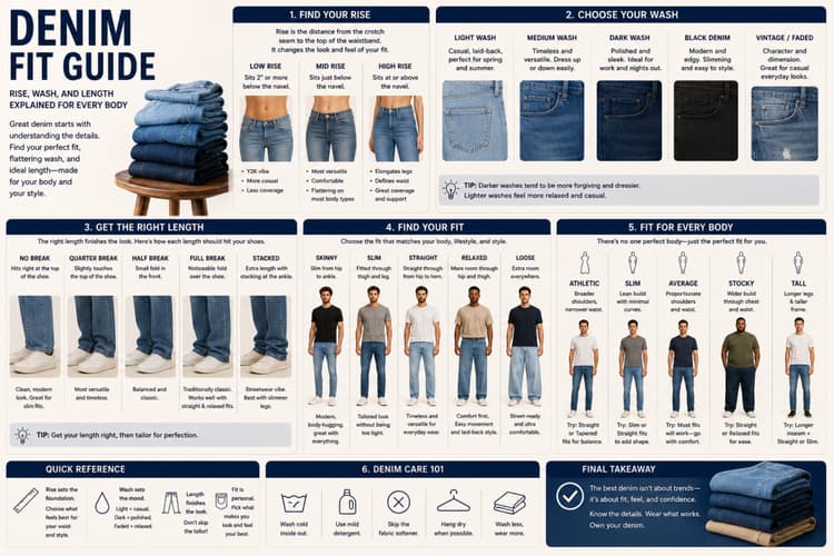 Denim Fit Guide 2026: Rise, Wash, and Inseam Tips | Geng Fashion